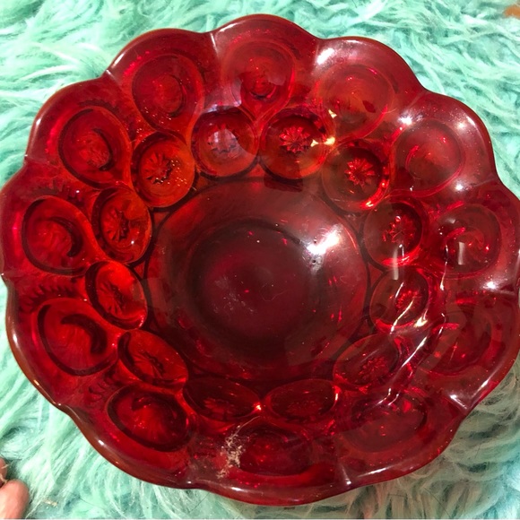 Vintage moon and stars ruby colored dish - Picture 2 of 4